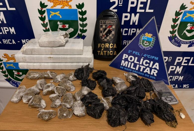 Material apreendido durante a ação - Crédito: Divulgação PMMS