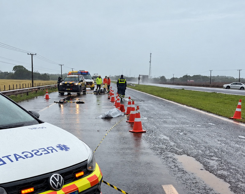 Motociclista morreu antes da chegada do socorro - Foto: Reprodução/Rio Brilhante em Tempo Real