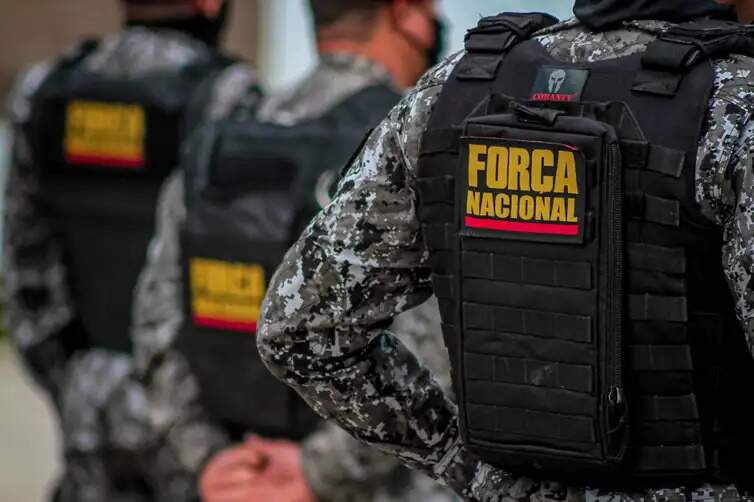 Agentes da Força Nacional em fiscalização (Foto: Daiane Mendonça)